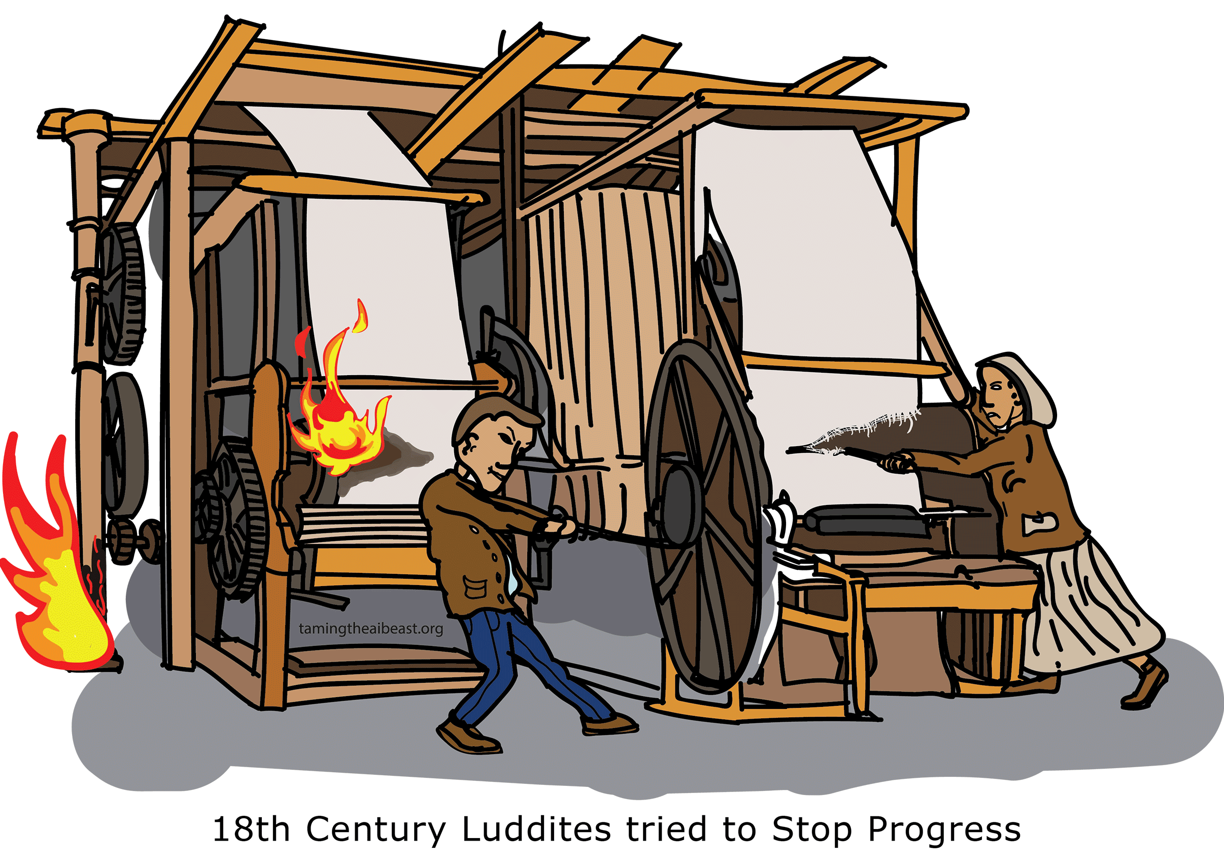 18th_century_Luddite_workers_destroy_textile_machine